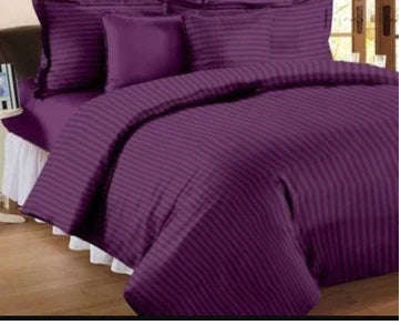 Microfibre Flat Sheet Purple Stripe