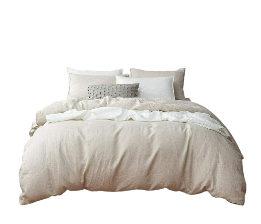 Poly Cotton Duvet Cover set with pillow cases-Stone