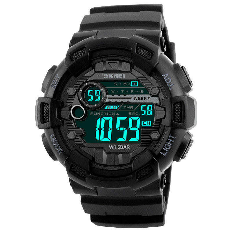 SKMEI 1243 Fashion Luminous Display Chrono Alarm Countdown Men Watch Dual Display Digital... - Black
