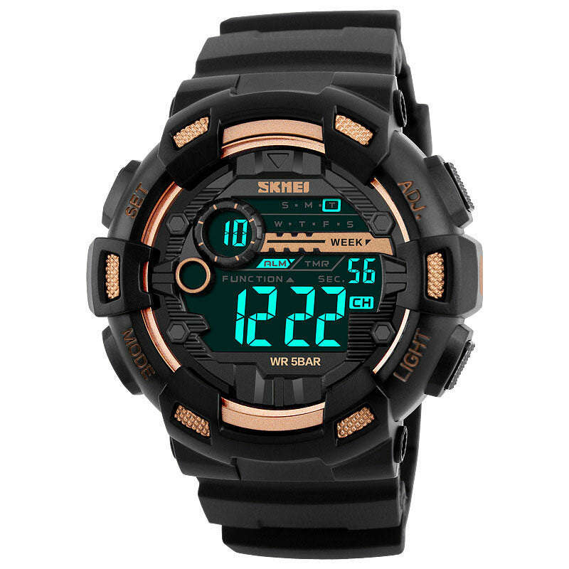 SKMEI 1243 Fashion Luminous Display Chrono Alarm Countdown Men Watch Dual Display Digital... - Black