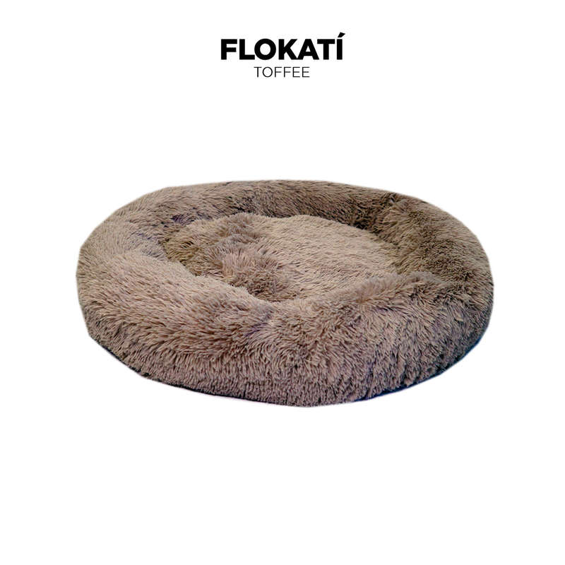 Long-Fur Fluffy Flokati Extra-Large 110cm IREMIA Dog Bed 4.0 - Toffee / No