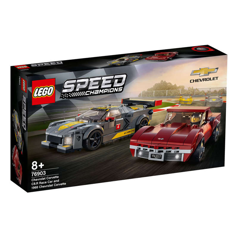 LEGO 76903 - Speed Champions Chevrolet Corvette C8.R Race Car and 1968 Chevrolet Corvette
