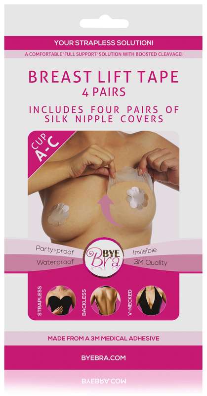 Breast Lift Tape cup A-C with Nude Silk Nipple Covers - NUDE