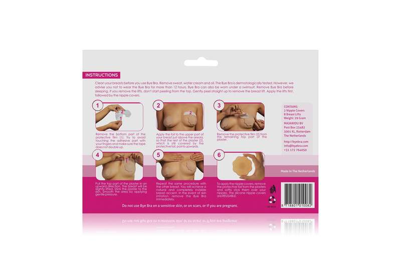 Breast Lift Tape cup D - F with Nude Silicone Nipple Covers - NUDE