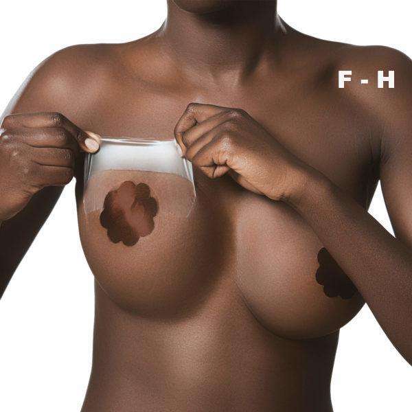 Breast Lift Tape cup F-H with Dark Silk Nipple Covers - DARK