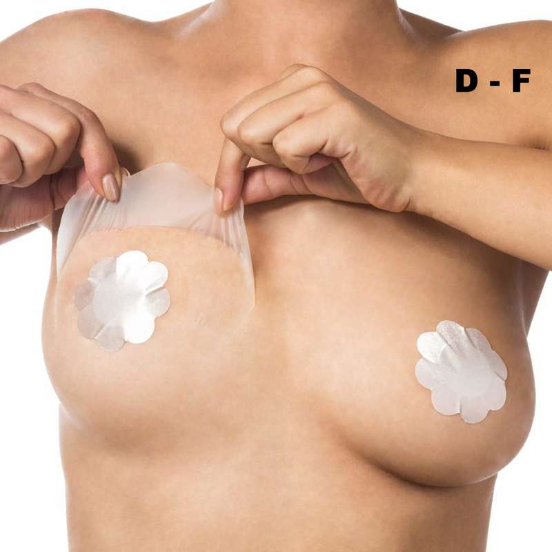 Bye Bra breast lift tape cup D-F with Nude Silk nipple covers - NUDE