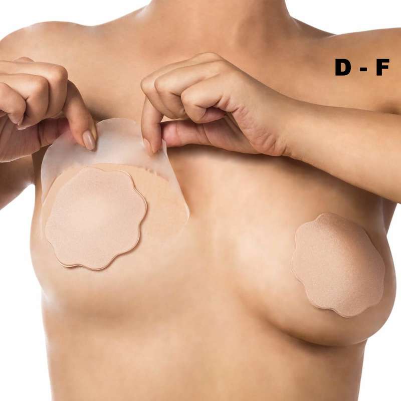Breast Lift Tape cup D - F with Nude Silicone Nipple Covers - NUDE
