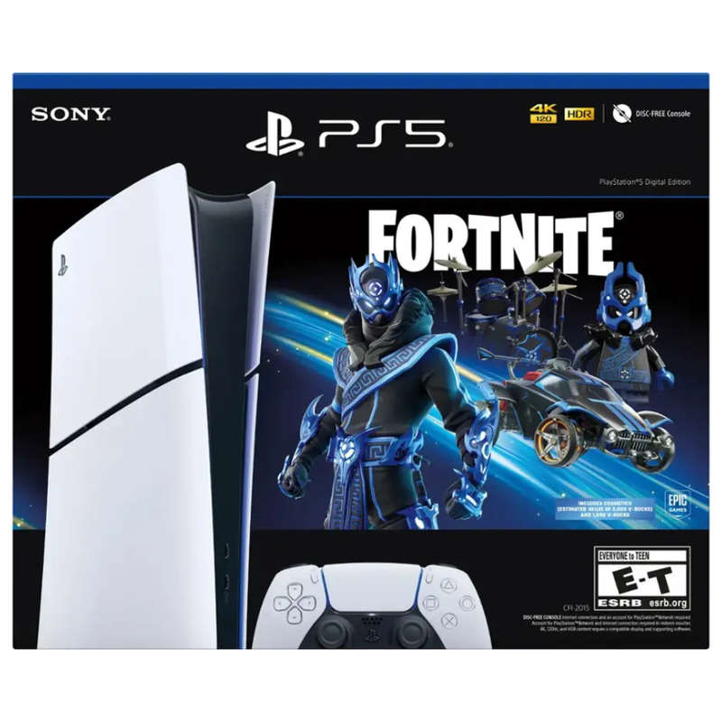 Sony - PlayStation 5 Slim Console Digital Edition - Fortnite Cobalt Star Bundle - White