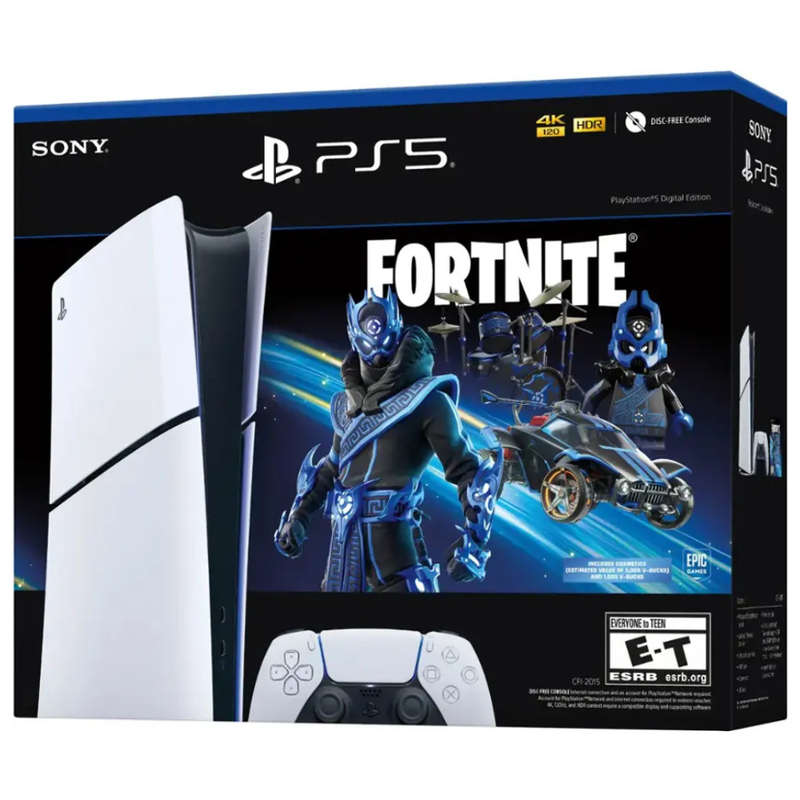 Sony - PlayStation 5 Slim Console Digital Edition - Fortnite Cobalt Star Bundle - White