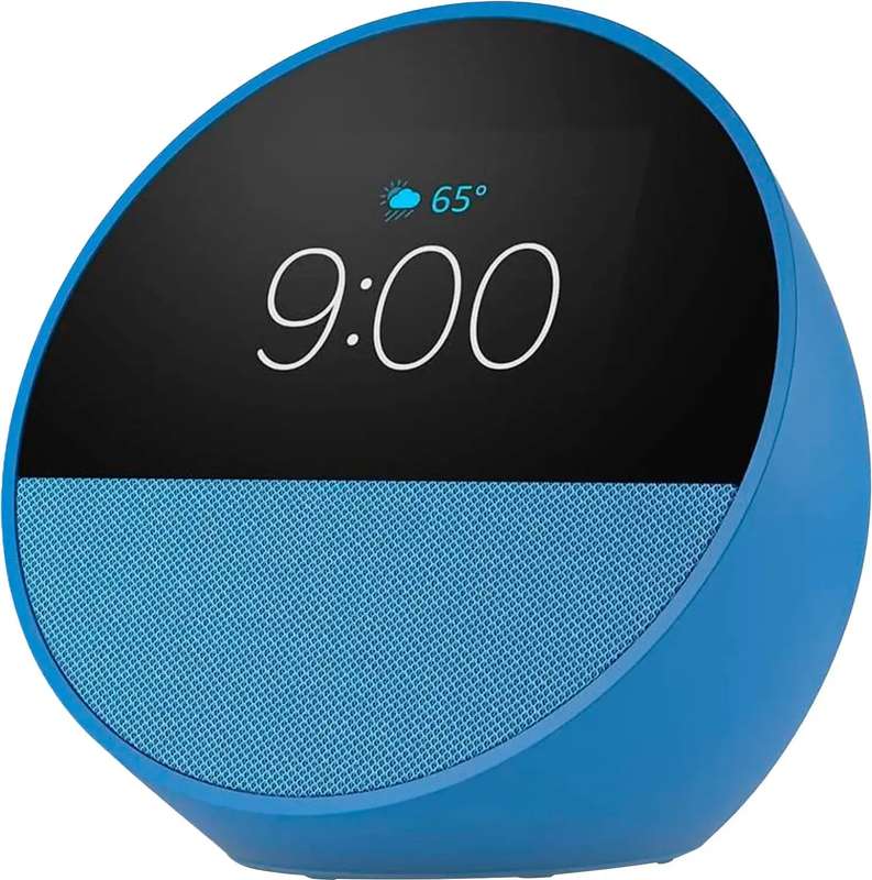 Amazon Echo Spot Smart alarm clock with vibrant sound and Alexa - Ocean Blue
