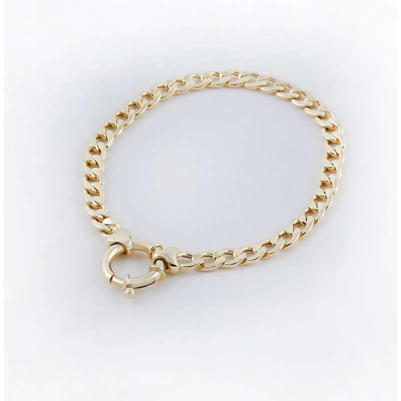 9K Yellow Gold Hollow Curb With Signoretti 19cm