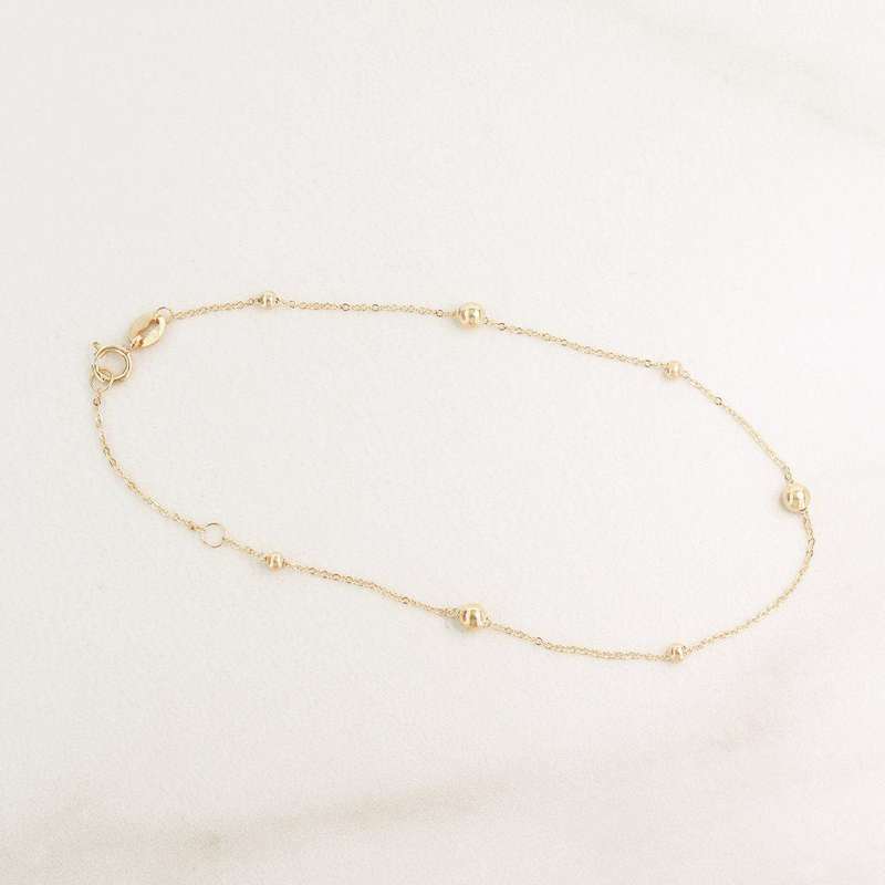 9K Gold Chain Anklet With Multi Balls 27cm