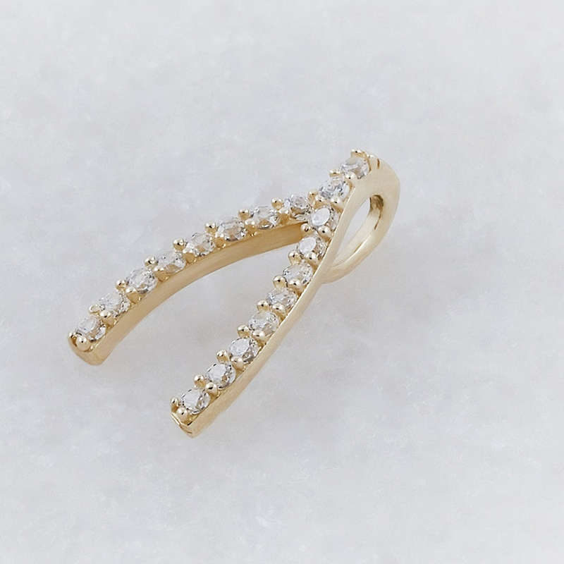 9k Yellow Gold Multi-Cubic Zirconia Wishbone Pendant