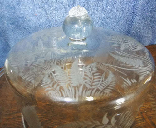 Hand Engraved Glass Cheese Dish