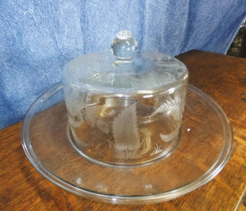 Hand Engraved Glass Cheese Dish