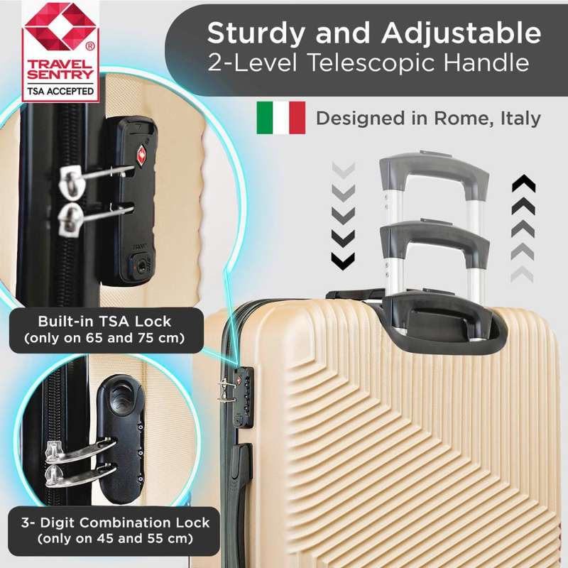 Roma Hardshell Luggage Set with Spinner Wheels & TSA Lock