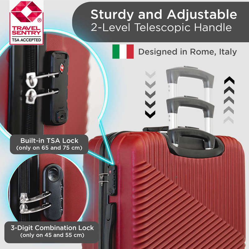 Roma Hardshell Luggage Set with Spinner Wheels & TSA Lock