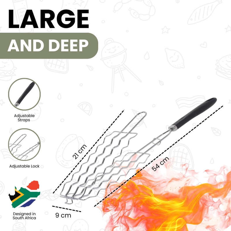 Boerewors and Sausage Grill Holder for Braai - Stainless-Steel