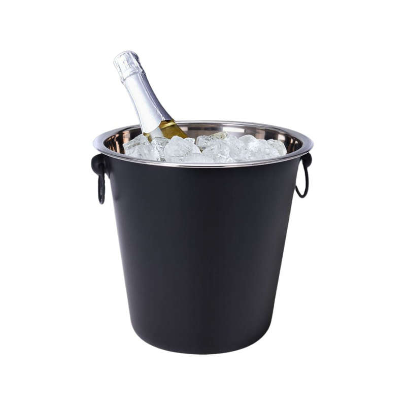 Stainless Steel Matt Black Ice Bucket Champagne Cooler - 5 Litres