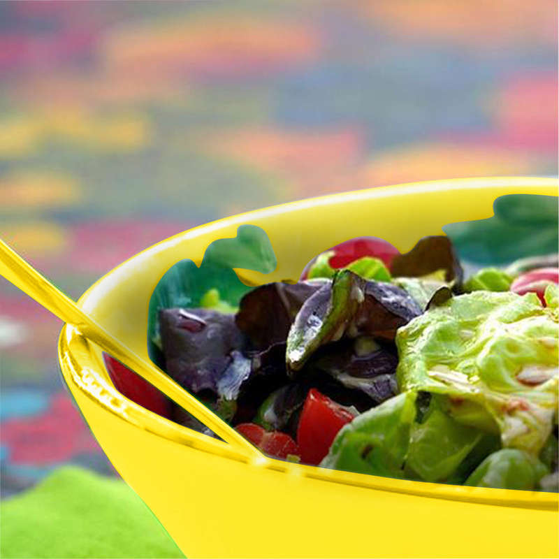 Salad Bowl with Lid and 2 Spoons - 3.5 Litre - Set of 3