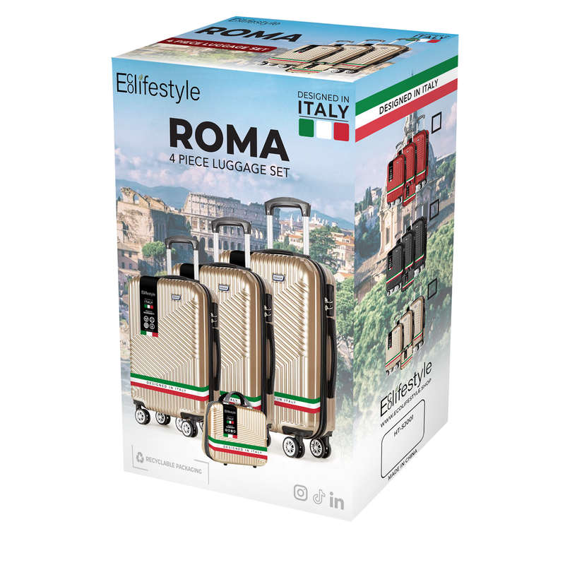 Roma Hardshell Luggage Set with Spinner Wheels & TSA Lock