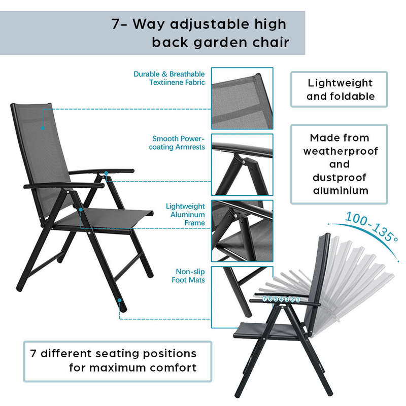 Recliner Chair - 7 Adjustable Positions - Steel Powder Coated