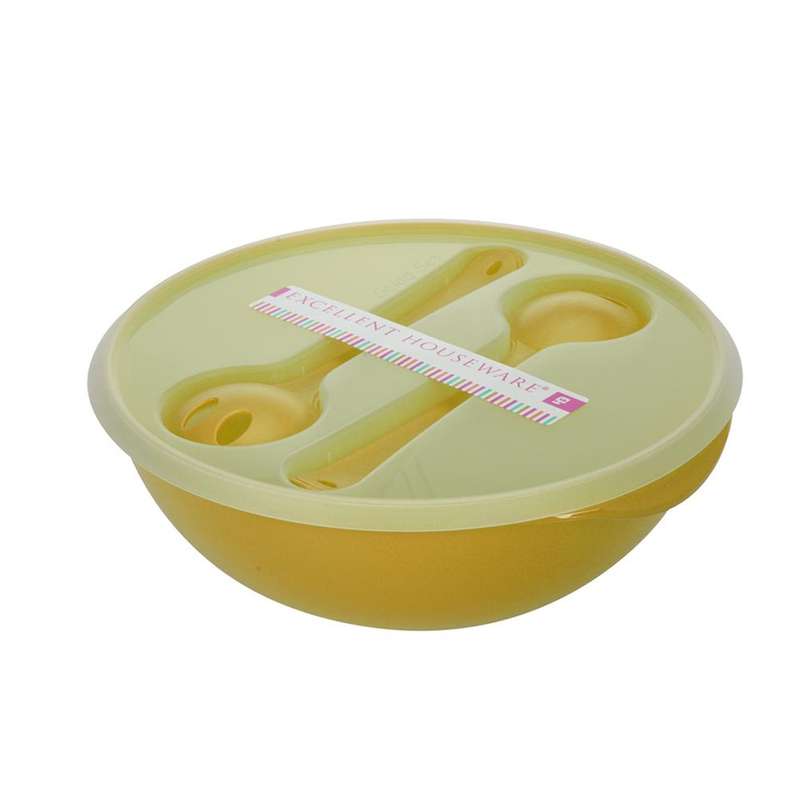 Salad Bowl with Lid and 2 Spoons - 3.5 Litre - Set of 3