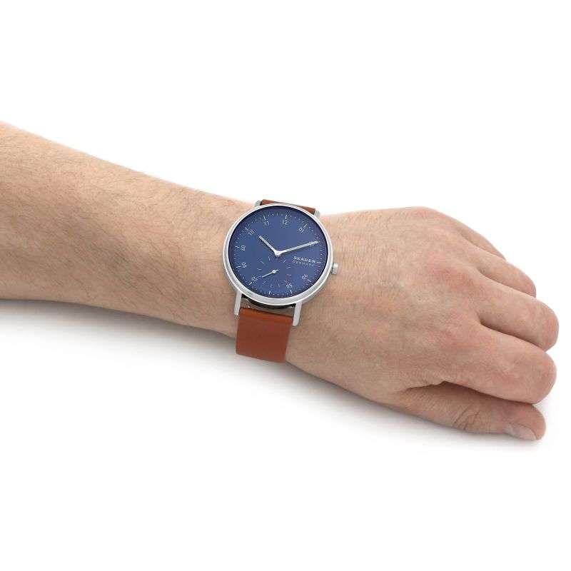 Skagen Kuppel Two-Hand Sub-Second Brown Leather Men's Watch | SKW6888