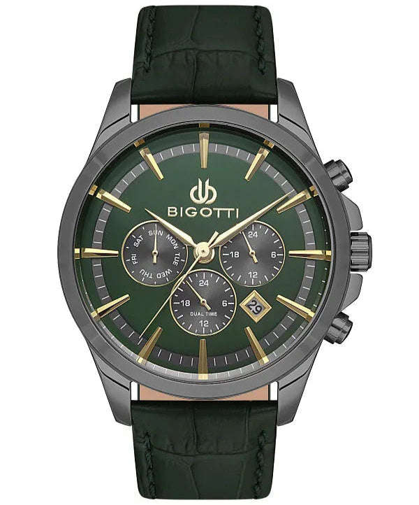 Bigotti Chronograph Green Leather Mens Watch | BG.1.10491-4