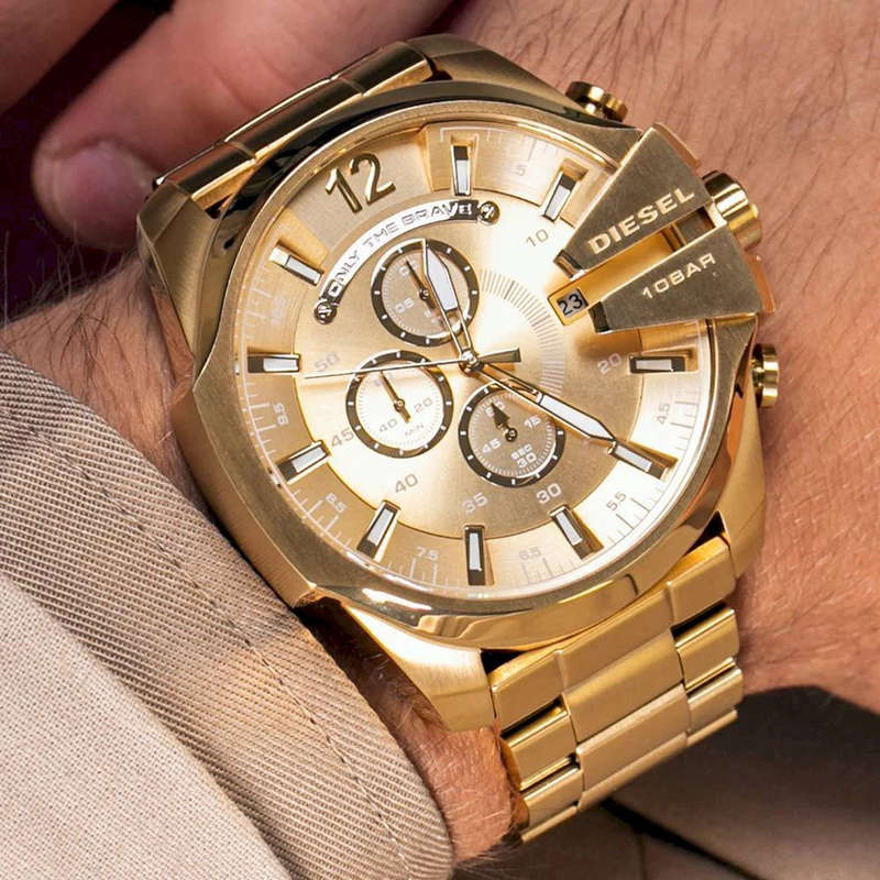 Diesel Mega Chief Gold Round Stainless Steel Men's Watch | DZ4360