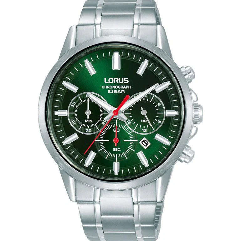 Lorus Stainless Steel Green Dial Chronograph Men's Watch  | RT375KX9