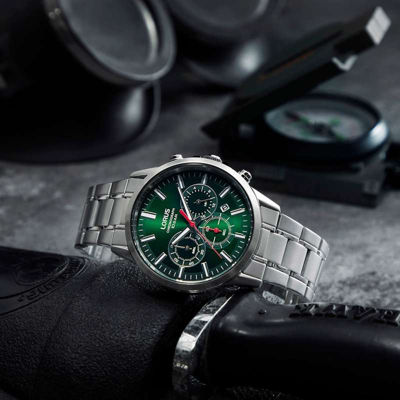 Lorus Stainless Steel Green Dial Chronograph Men's Watch  | RT375KX9