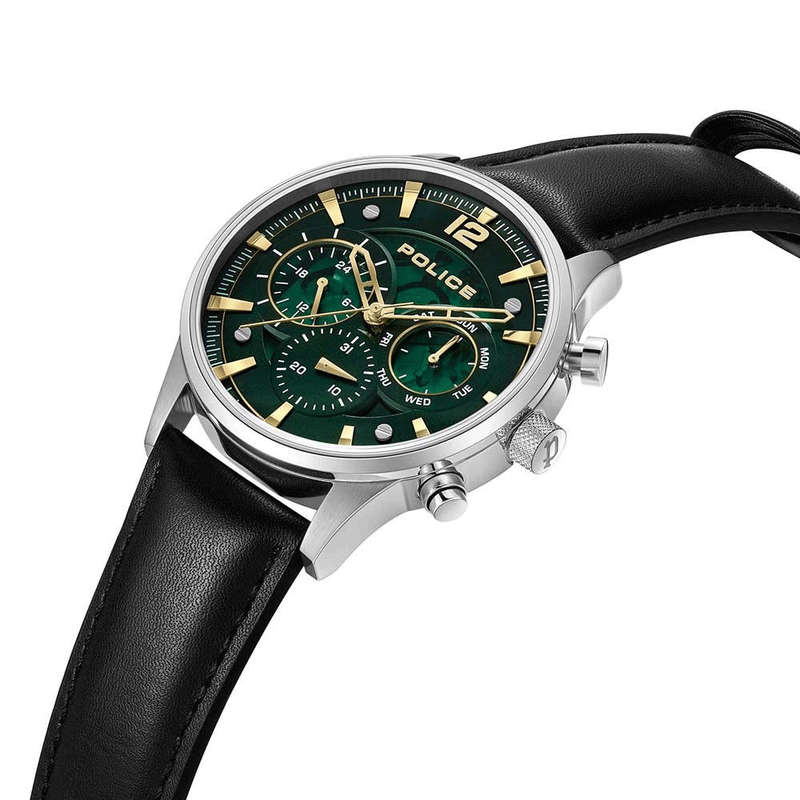 Police Driver Black Leather Men's Watch | PEWGF0040201