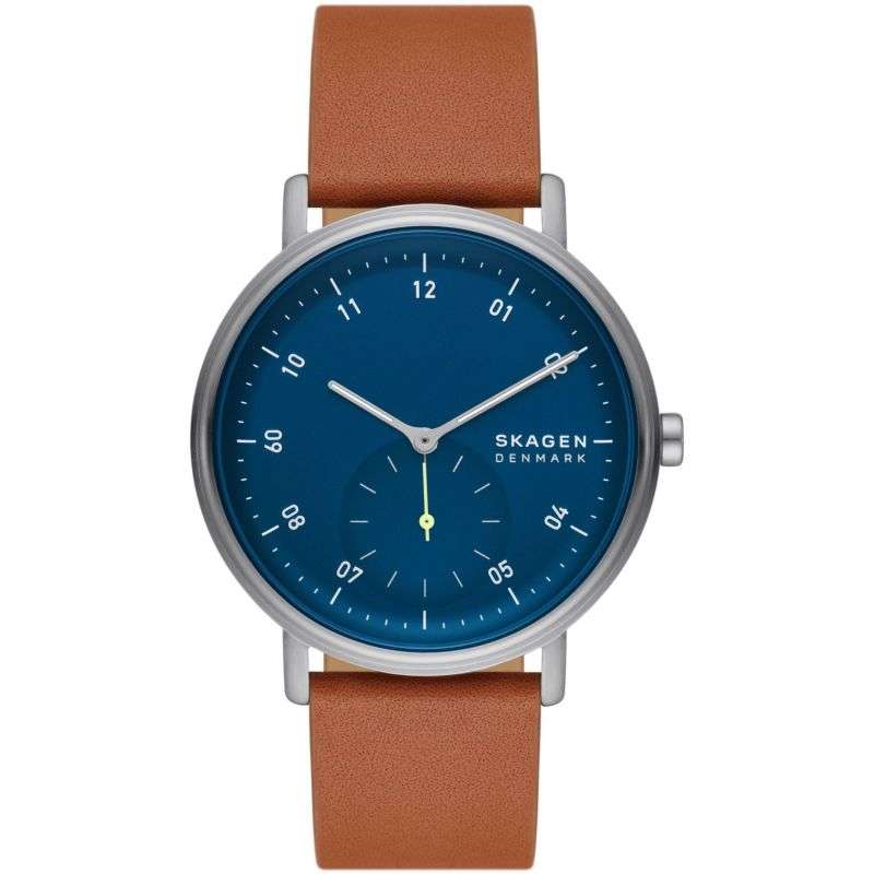 Skagen Kuppel Two-Hand Sub-Second Brown Leather Men's Watch | SKW6888