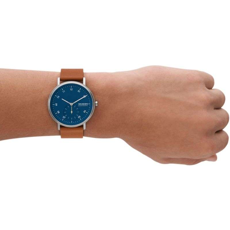 Skagen Kuppel Two-Hand Sub-Second Brown Leather Men's Watch | SKW6888