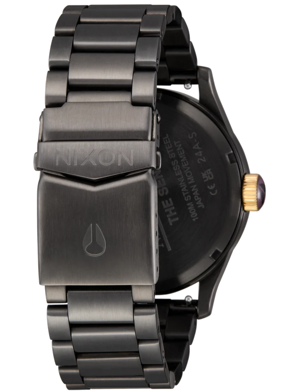 Nixon Sentry Gunmetal  Deep Purple Dial & Gold Accents Unisex Watch | A3565270-00