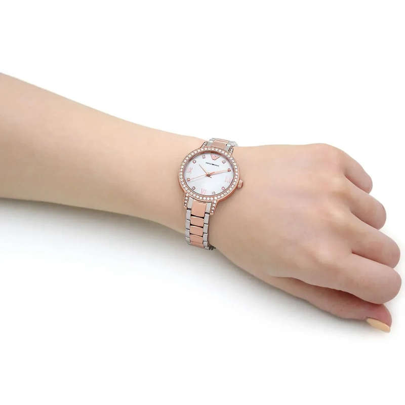 Emporio Armani Three-Hand Rose Gold-Tone Stainless Steel Women's Watch | AR11499