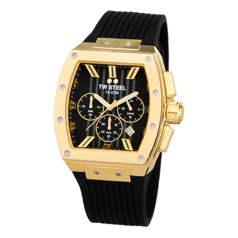 TW Steel  Black & Gold Tonneau Mens Watch | TO2
