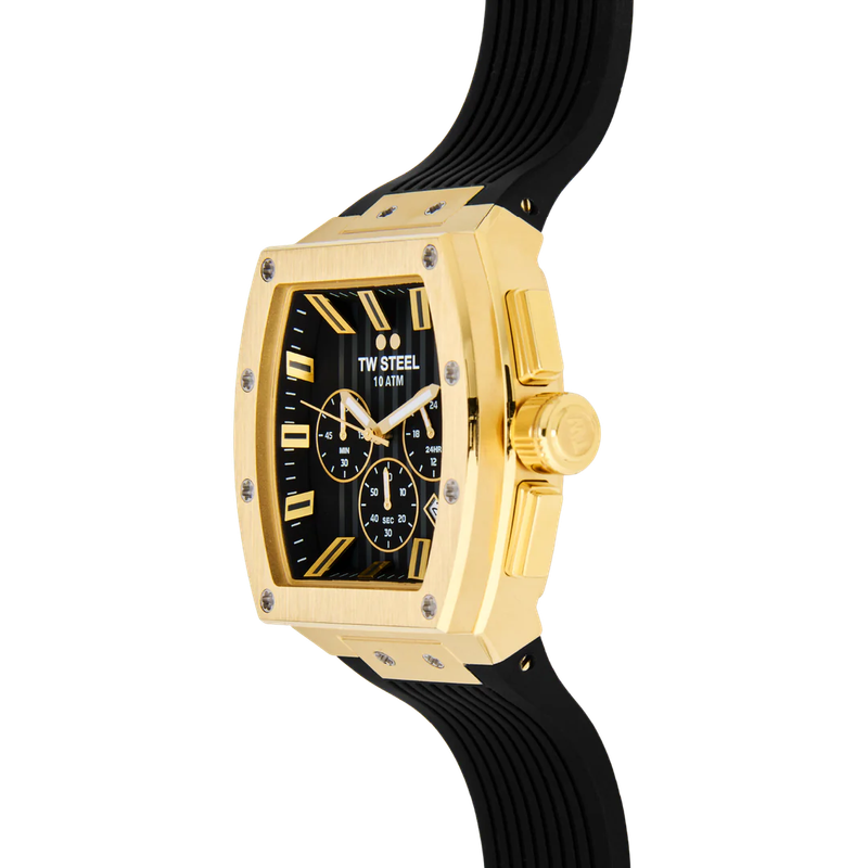 TW Steel  Black & Gold Tonneau Mens Watch | TO2