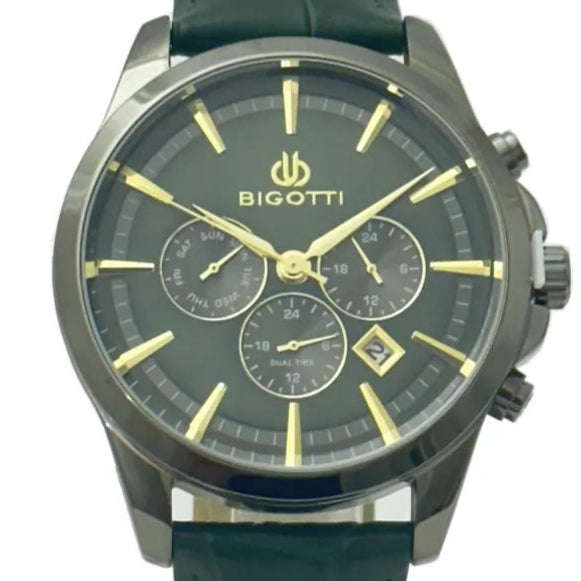 Bigotti Chronograph Green Leather Mens Watch | BG.1.10491-4