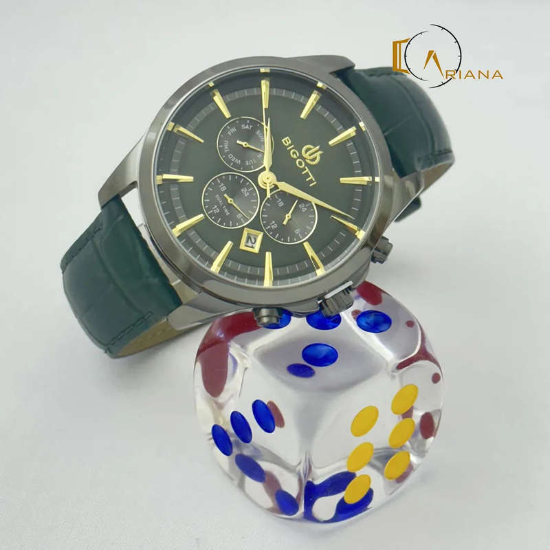 Bigotti Chronograph Green Leather Mens Watch | BG.1.10491-4