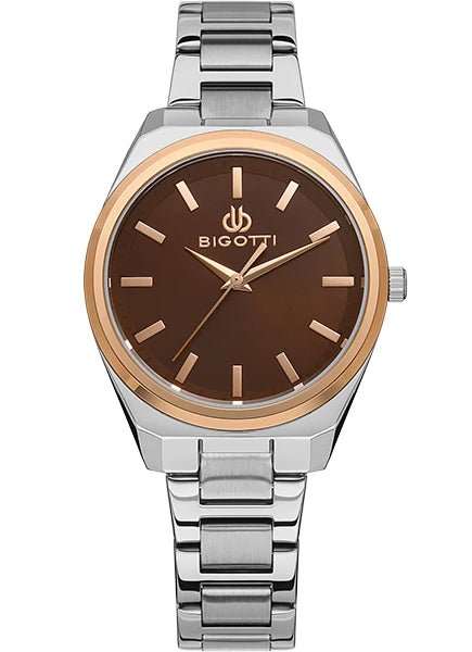Bigotti Stainless Steel Brown Dial Woman's Watch | BG.1.10473-5