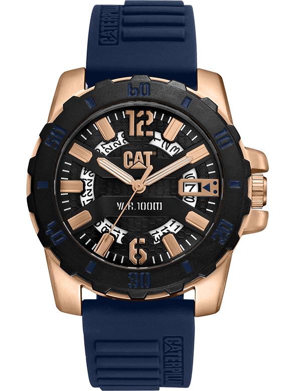 CAT Steel Barricade Blue & Rose Gold Mens Watch | AR.191.26.639