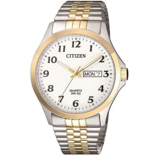 Citizen White Dial Two Tone Stainless Steel Mens Watch | BF5004-93A