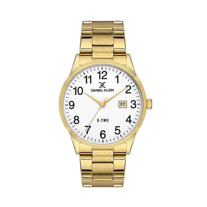 Daniel Klein D-TWO IP Gold White Dial 3 Hands Woman's Watch | DK113567-3