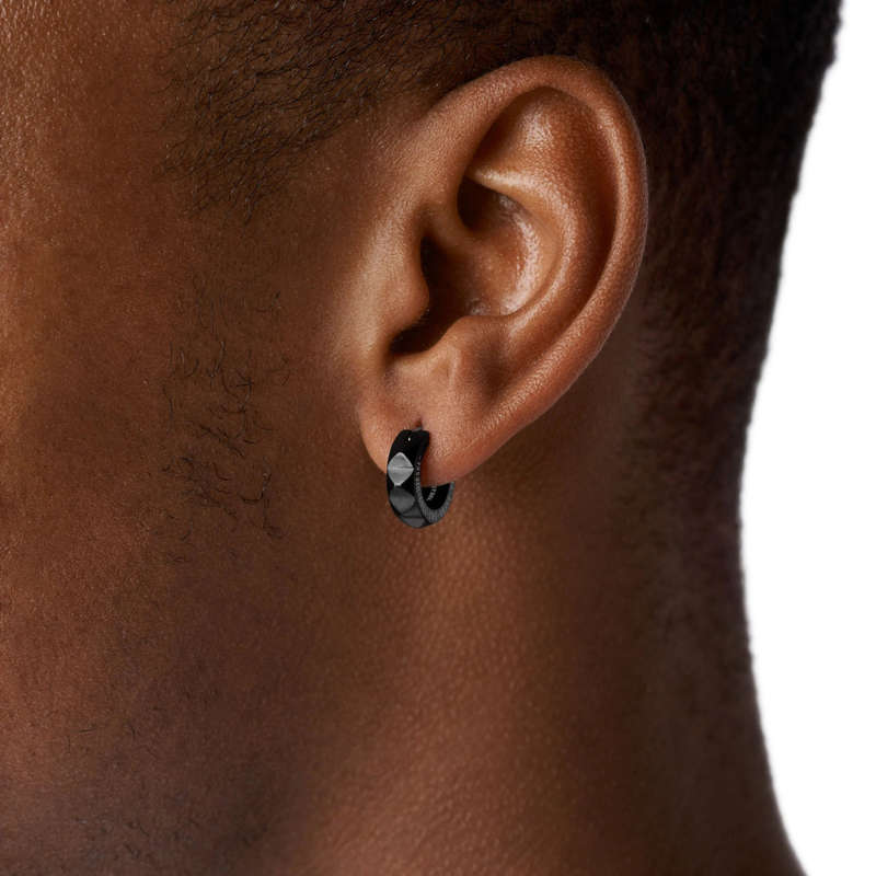 Diesel Black Stainless Steel Hoop Unisex Earring | DX1273001