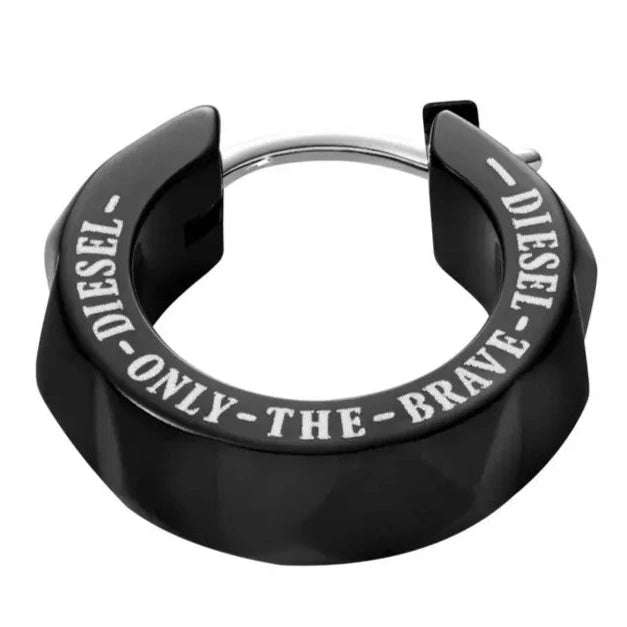 Diesel Black Stainless Steel Hoop Unisex Earring | DX1273001