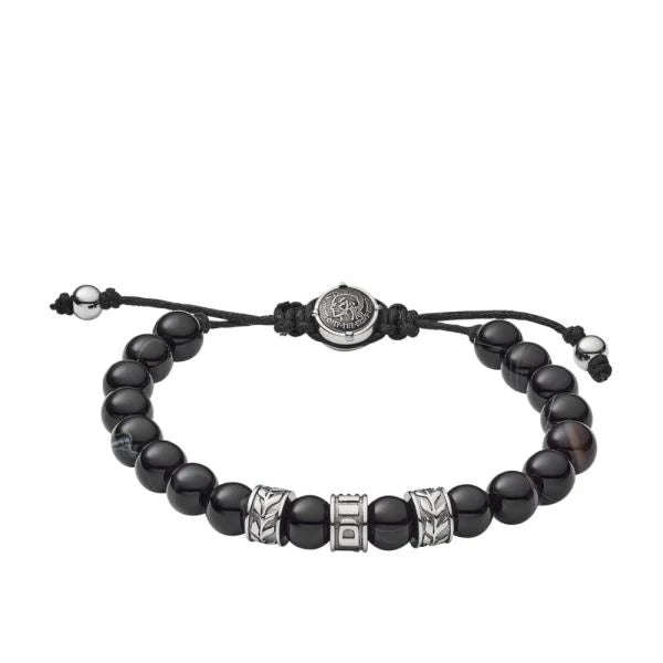 Diesel Black-Tone Semi-Precious Beaded Men's Bracelet | DX1101040