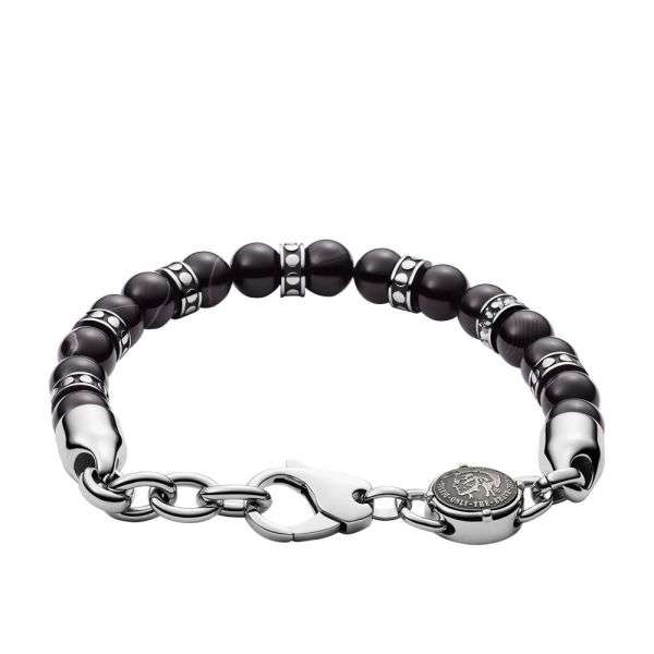Diesel Black-Tone Semi-Precious Beaded Men's Bracelet | DX1163040
