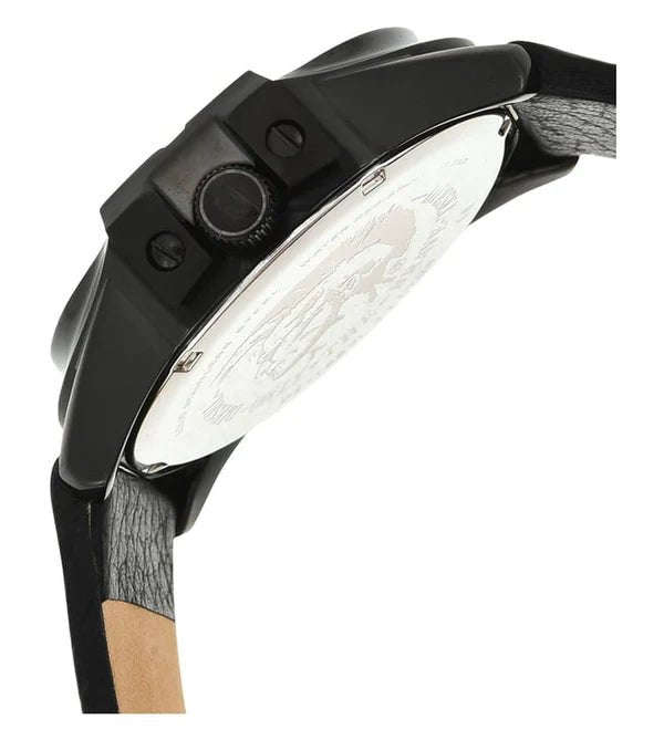 Diesel Master Chief Three-Hand Black Leather Men's Watch | DZ1657
